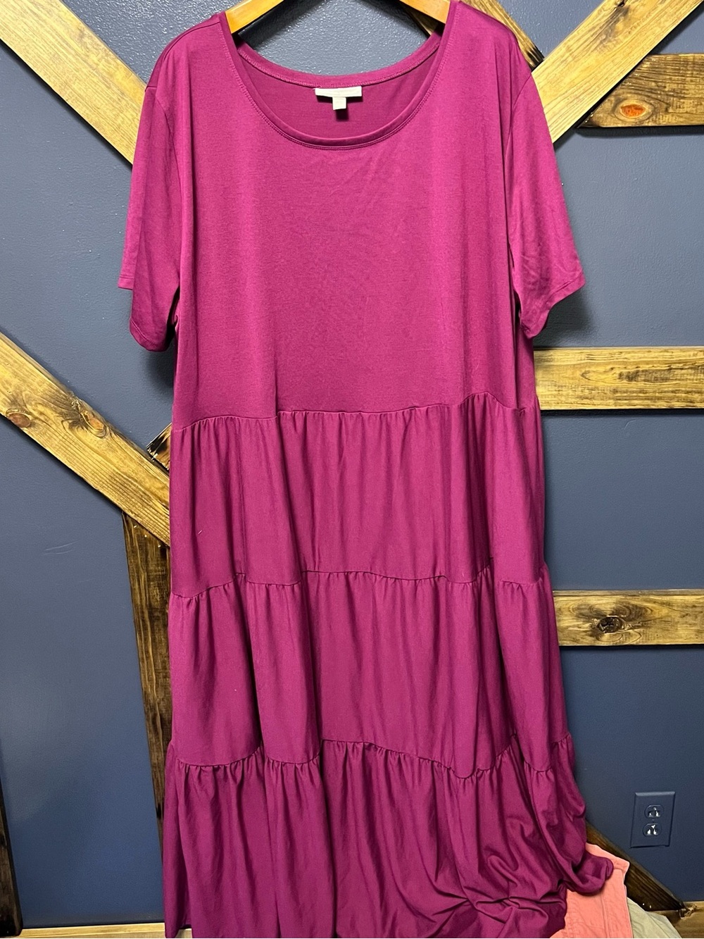Woman Within Magenta Tiered Knit Plus Dress